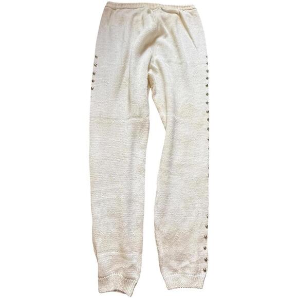 Bonnie Boerer Vintage 80s White Knit Studded Pants Small - Picture 1 of 5